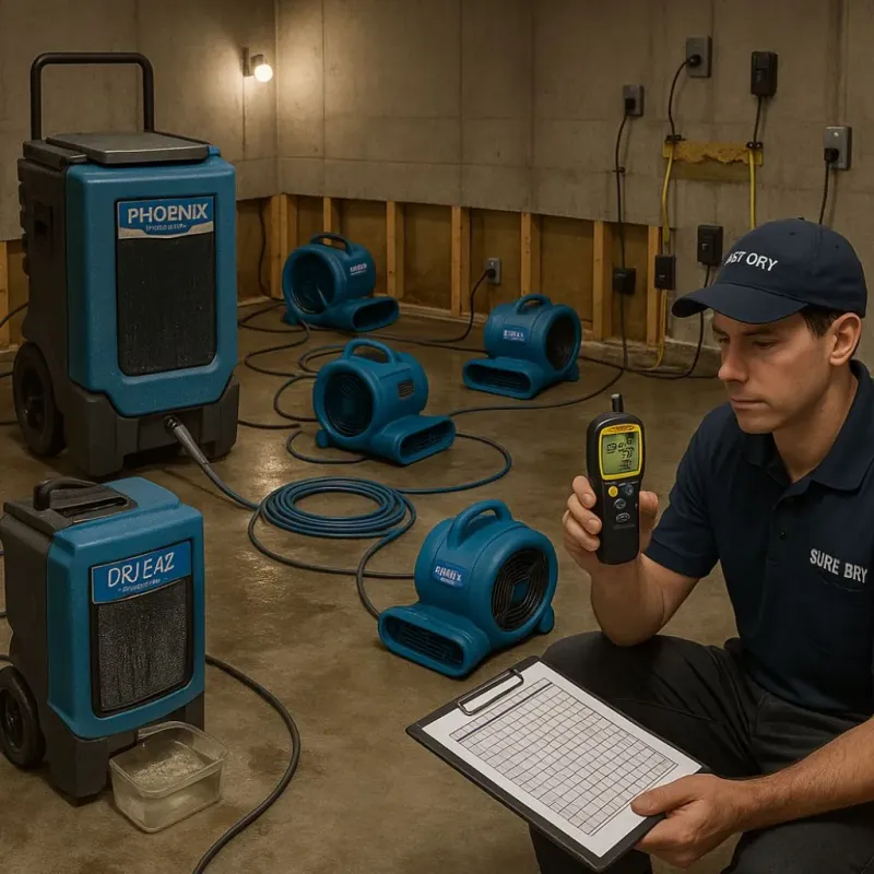 Structural Drying and Dehumidification process in Dover, PA